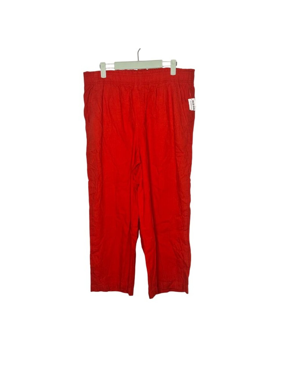 NWT Old Navy Womens Red Linen Pants Size L Elastic Waist